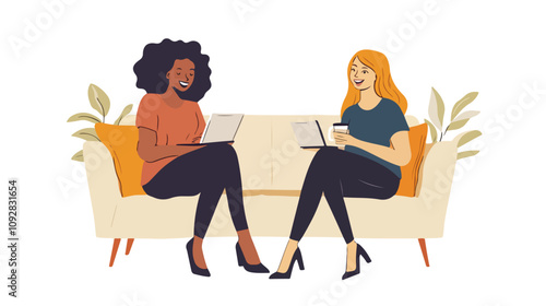 Excited Female Entrepreneurs Meeting and Enjoying Coffee Break Together