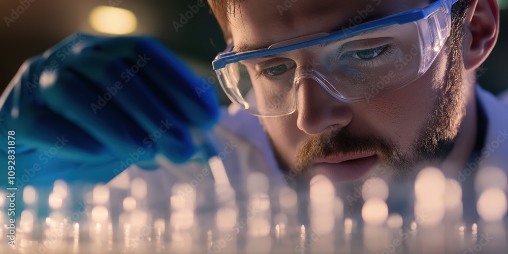 A dedicated scientist closely observing samples in a lab, showcasing the intricate science behind experimentation, emphasizing innovation and discovery. A dedicated scientist closely observing samples in a lab, showcasing the intricate science behind experimentation, emphasizing innovation and discovery.