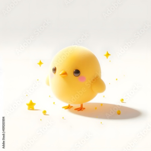 노란 병아리, 애니메이션 아트 (yellow chick, animation art) photo