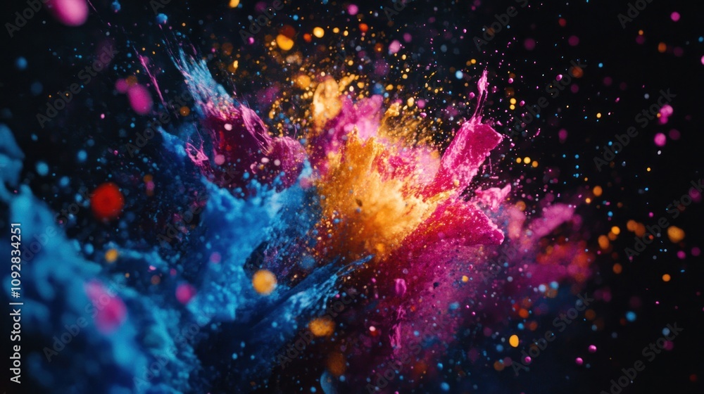 A vibrant explosion of colors creating a dynamic and artistic visual effect. A vibrant explosion of colors creating a dynamic and artistic visual effect.
