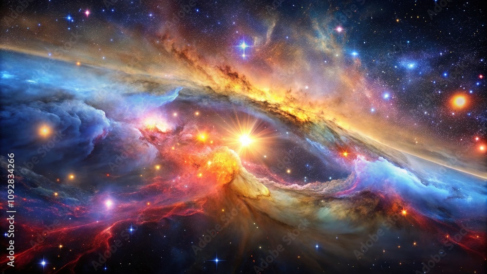 Mesmerizing Nebula in Deep Space with Colorful Tendrils and a Starry Backdrop, Showcasing the Beauty of Cosmic Phenomena in Product Photography Mesmerizing Nebula in Deep Space with Colorful Tendrils and a Starry Backdrop, Showcasing the Beauty of Cosmic Phenomena in Product Photography