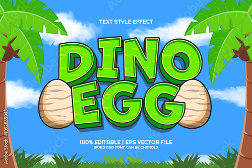 3d Dino Egg Cartoon Editable Text Effect