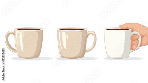 Modern Vector Coffee Cup and Hot Drink Mug for Graphic Designs