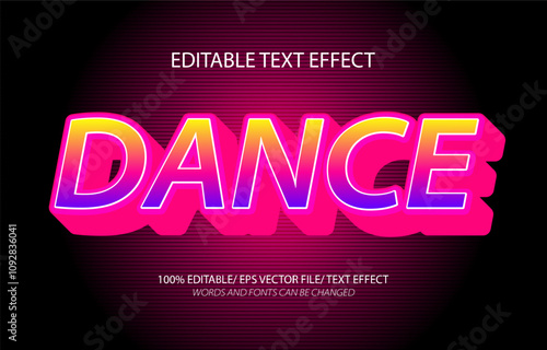 Dance editable text effect, 3D editable text template.