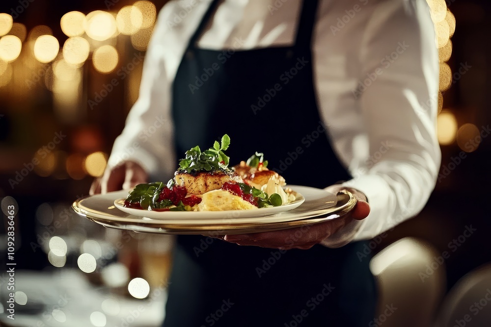 Michelin-style dishes are served by a professional server. Michelin-style dishes are served by a professional server.