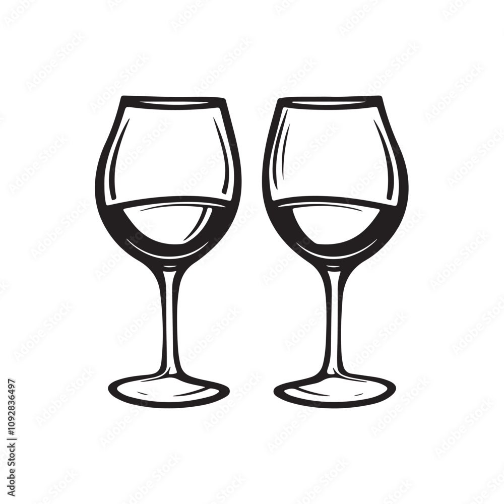 two glasses of champagne isolated vector elements for web design on white background two glasses of champagne isolated vector elements for web design on white background