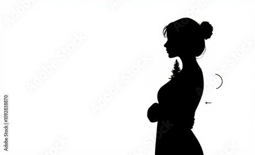 Women with christmas tree christmas tree silhouette Illustration 