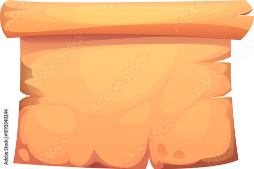 Cartoon pirate old scroll, papyrus manuscript. Old paper scroll, ancient medieval parchment or pirate treasure map. Antique book or papyrus document, torah law isolated vector rolled manuscript