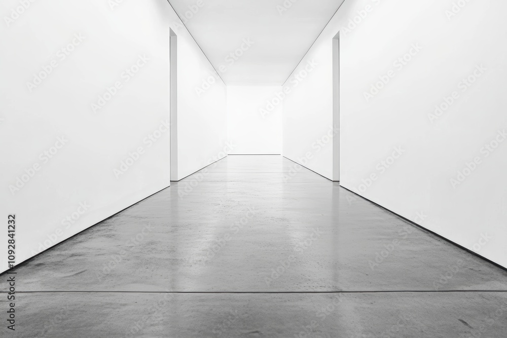 Obraz premium 白い廊下が続く空間に広がる明るい光の印象的な景色