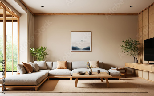 Modern living room with couch and coffee table