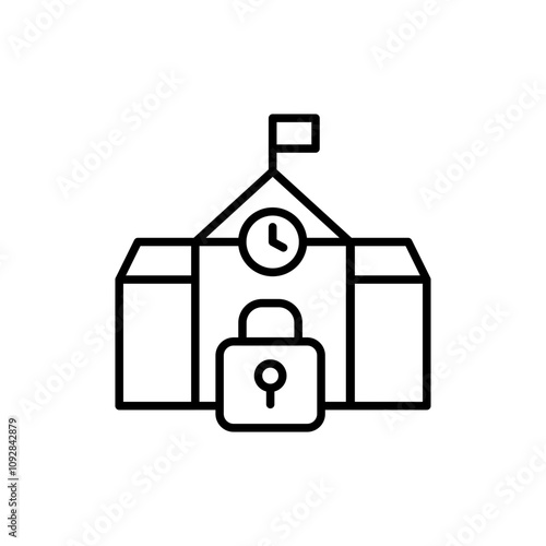 School lockdown outline icons, minimalist vector illustration ,simple transparent graphic element .Isolated on white background
