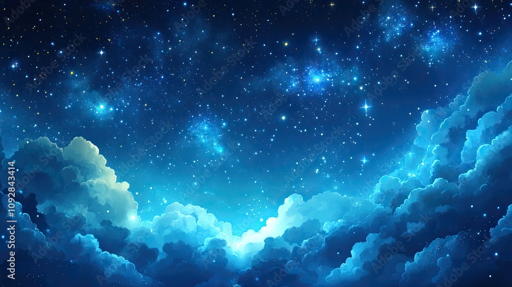 Stars peeking through thin clouds in a night sky, blending cosmos and clouds, celestial night Stars peeking through thin clouds in a night sky, blending cosmos and clouds, celestial night
