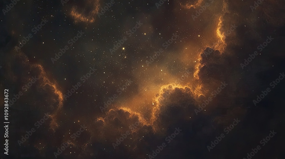 Fototapeta premium Stars peeking through thin clouds in a night sky, blending cosmos and clouds, celestial night 