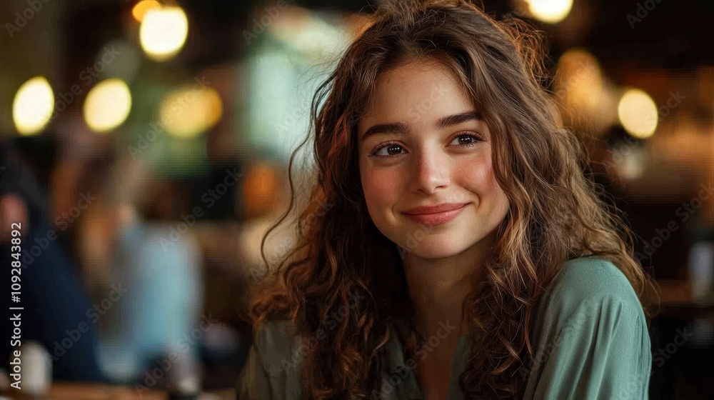 The Smiling Girl in Cafe The Smiling Girl in Cafe