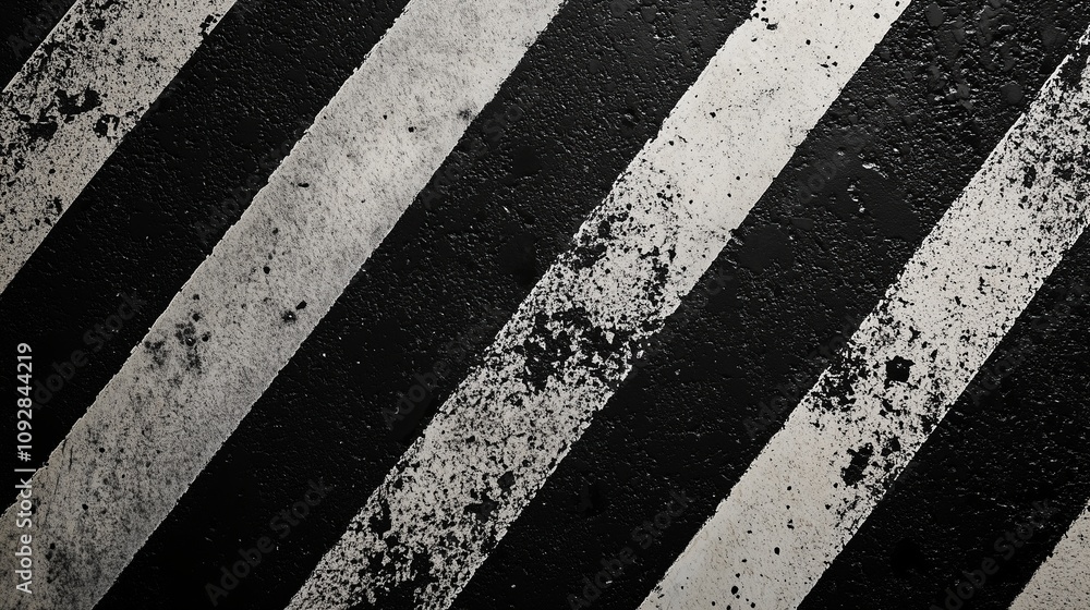 Fototapeta premium zebra crosswalk markings on a clean, black asphalt road.