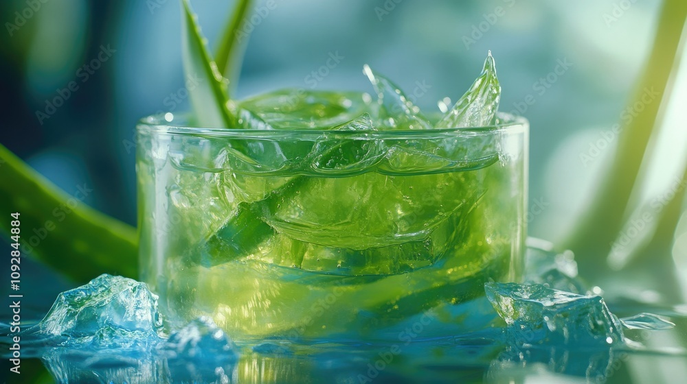 Aloe vera gel in a transparent container, ideal for soothing skin burns and offering natural relief. Aloe vera gel in a transparent container, ideal for soothing skin burns and offering natural relief.