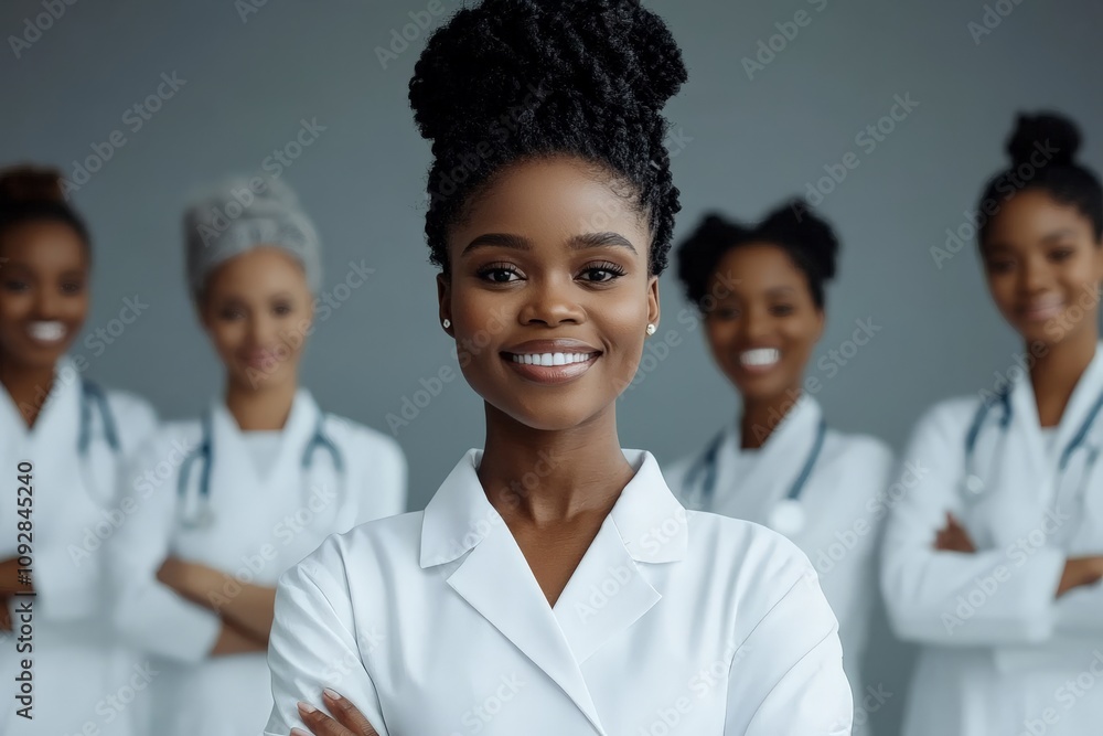 A diverse and confident team of medical professionals in white coats smiles, showcasing their unity, dedication, and commitment to delivering healthcare excellence. A diverse and confident team of medical professionals in white coats smiles, showcasing their unity, dedication, and commitment to delivering healthcare excellence.