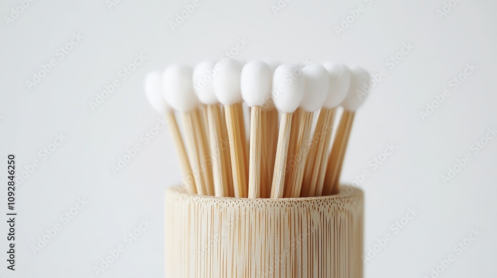 a bamboo cotton swab holder isolated on a studio background a bamboo cotton swab holder isolated on a studio background