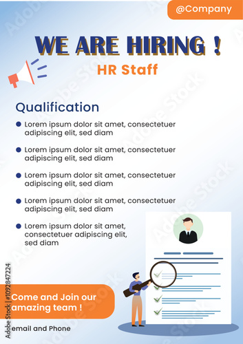 Printwe are hiring Human resource Staff template design, HR staff Job apply poster design, HR recruitment agency banner