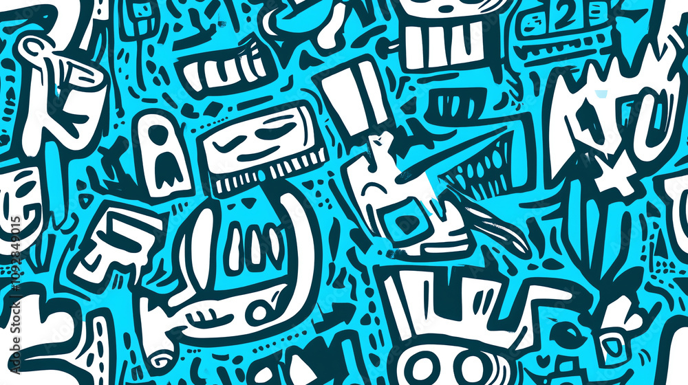 Abstract typography seamless pattern in turquoise Abstract typography seamless pattern in turquoise