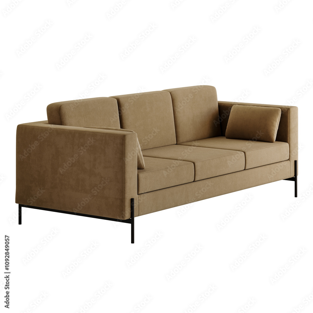 Obraz premium A tan couch with three cushions and a black frame