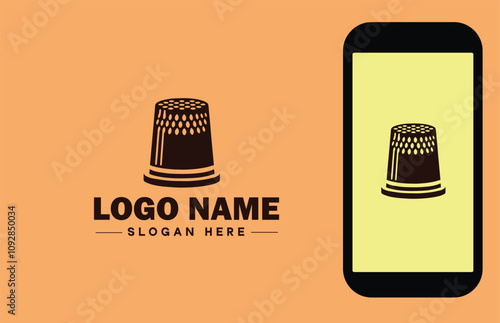 Thimble icon Finger shield Needle guard Needle shield flat logo sign symbol editable vector