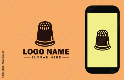 Thimble icon Finger shield Needle guard Needle shield flat logo sign symbol editable vector