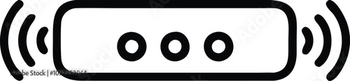 Minimalist Icon of Wi-Fi Router with Signals, Black-and-white minimalist icon of a Wi-Fi router emitting signals, ideal for technology, networking, or connectivity themes.
