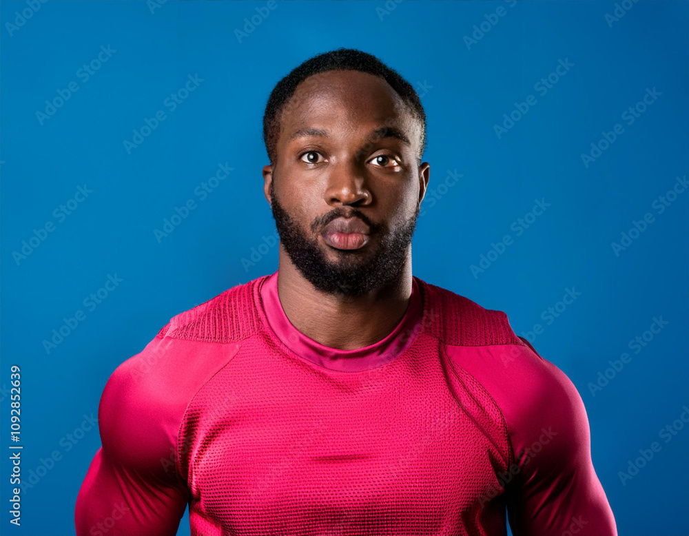 Portrait of man against blue studio background Portrait of man against blue studio background