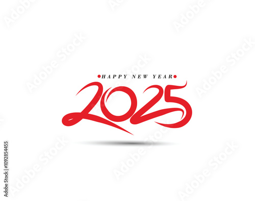 Happy New Year 2025 Text Typography Design Element Flyer, Banner Poster Design.