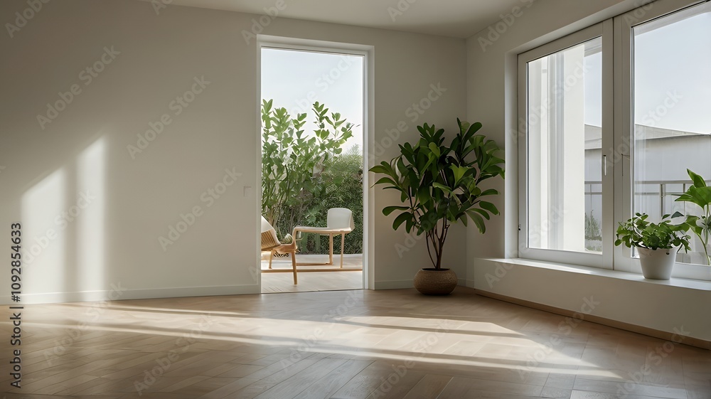 Fototapeta premium An empty modern living room 3d illustration image.
