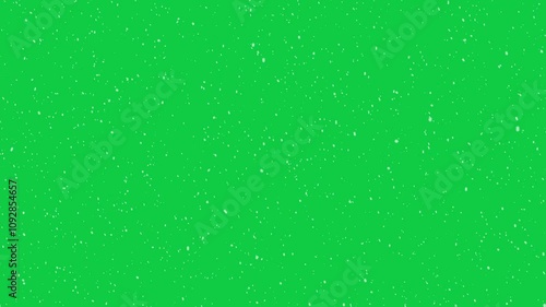 Snow falling animation on isolated green screen