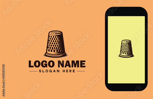 Thimble icon Finger shield Needle guard Needle shield flat logo sign symbol editable vector