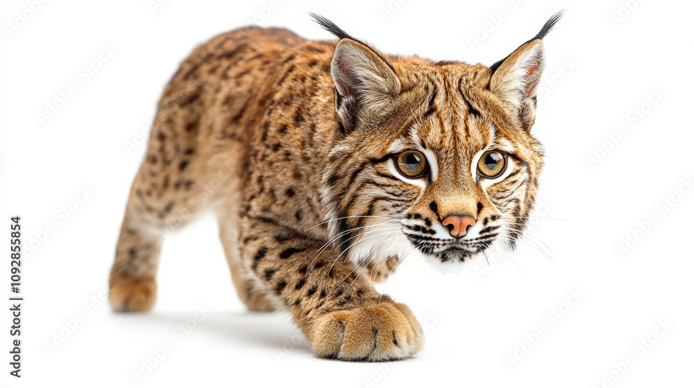 Lynx prowling gracefully on a white background Lynx prowling gracefully on a white background