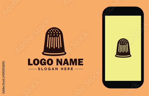 Thimble icon Finger shield Needle guard Needle shield flat logo sign symbol editable vector