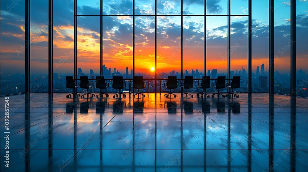 Fototapeta premium Sunset boardroom
