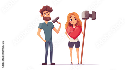 Heartbreaker Man: Young Guy with Hammer - Stock Photo