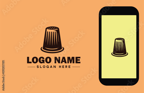 Thimble icon Finger shield Needle guard Needle shield flat logo sign symbol editable vector