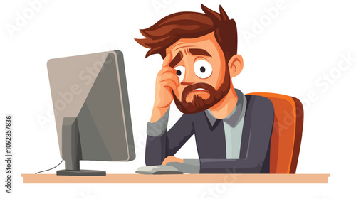 Exhausted Businessman Holding Head in Hands in Office, Professional Burnout Concept