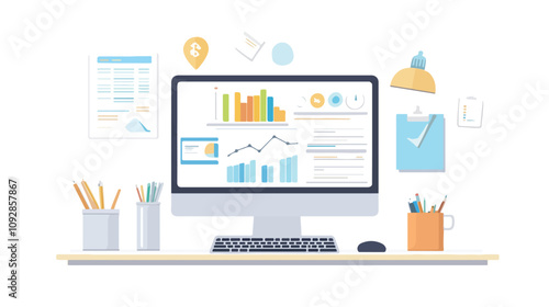 Professional Financial Quality Audit Research Work Desk Set Up