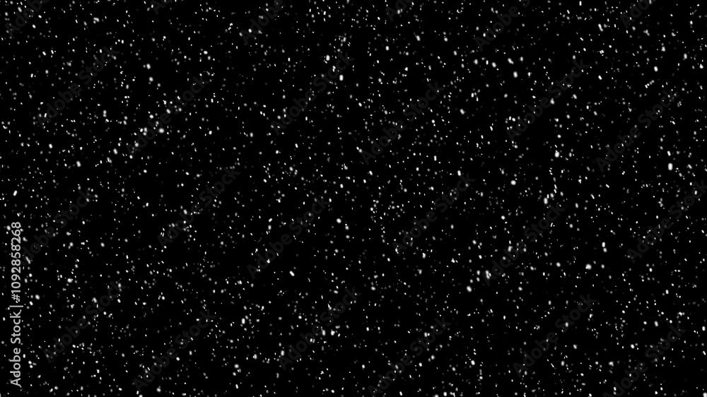 Snow falling animation on isolated black background Snow falling animation on isolated black background