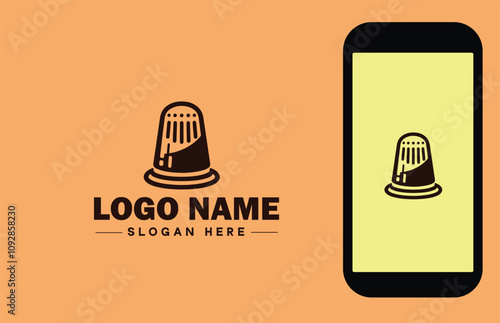 Thimble icon Finger shield Needle guard Needle shield flat logo sign symbol editable vector