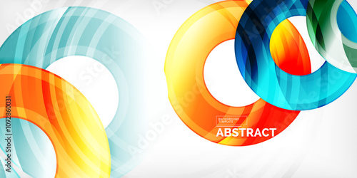 Bright colorful circles with light effects. Abstract background