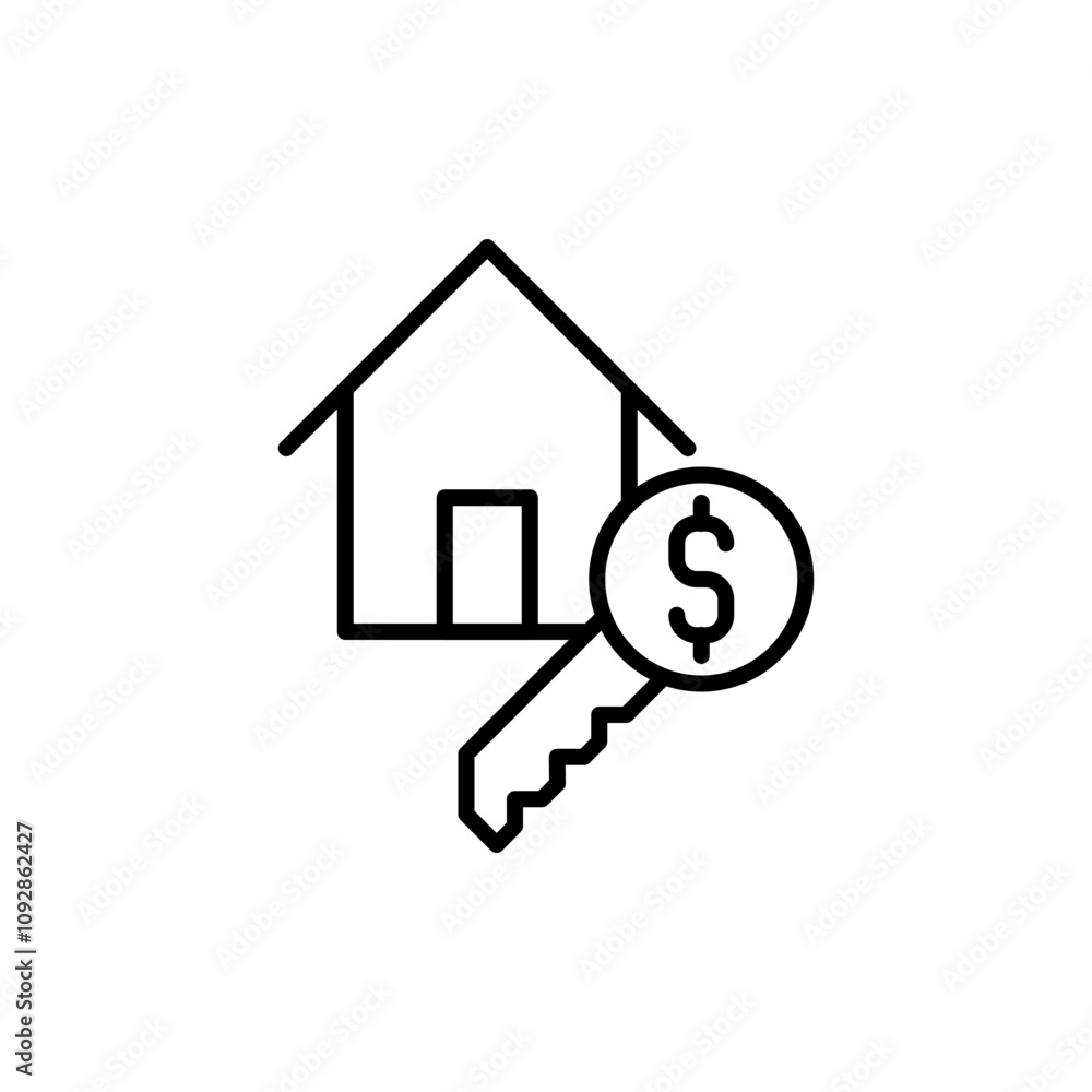 House key outline icons, minimalist vector illustration ,simple transparent graphic element .Isolated on white background House key outline icons, minimalist vector illustration ,simple transparent graphic element .Isolated on white background