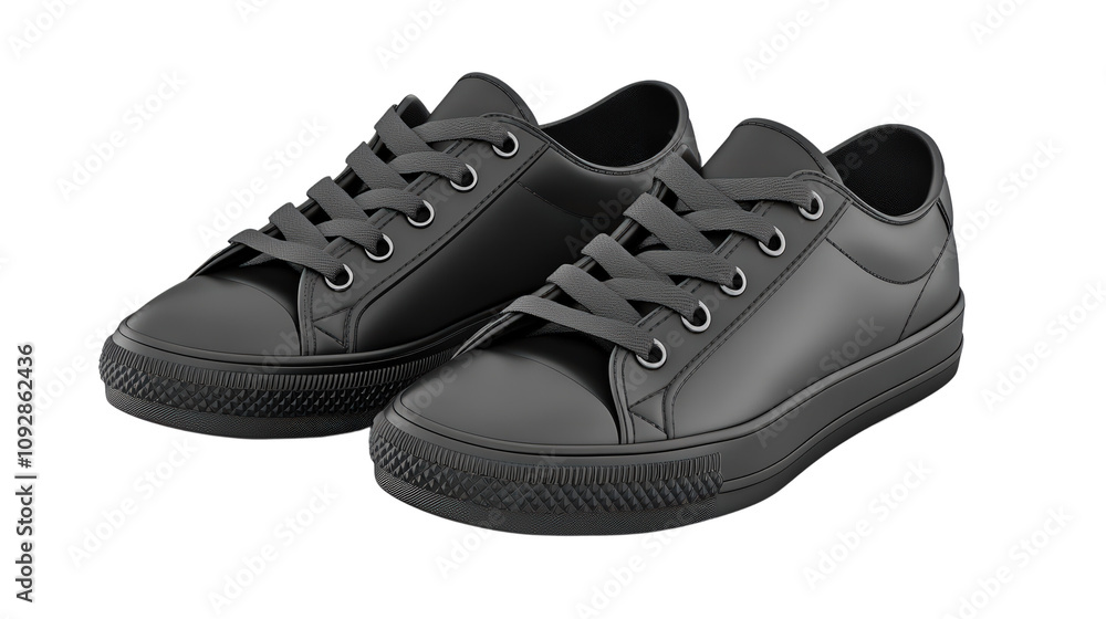 Black sneakers is isolated on white background. Black sneakers is isolated on white background.