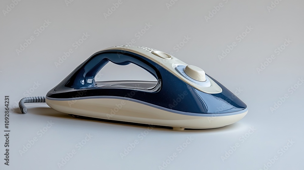 Isolated steam iron against a panoramic white background Isolated steam iron against a panoramic white background