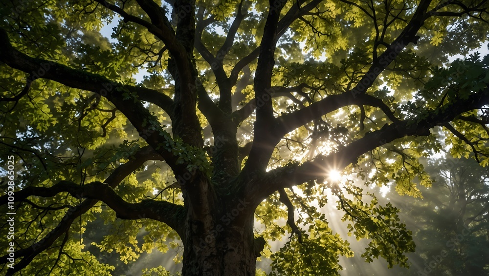Obraz premium Embracing Serenity: The Ethereal Beauty of a Sunlit Canopy