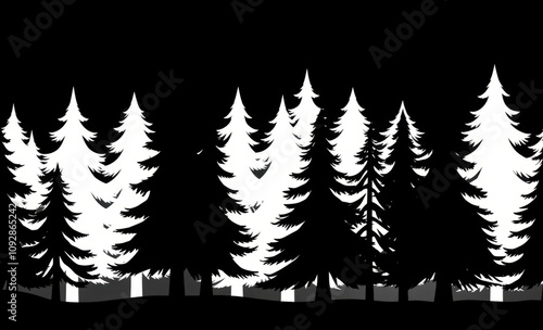 Trees silhouettes icons set for christmas cards simplified shapes animated shapes wood christmas tree silhouette Illustration  photo