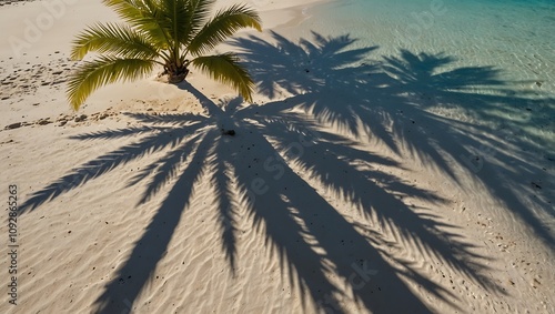 Solitude by the Shore: A Palm Tree's Serenity on a Sandy Beach photo