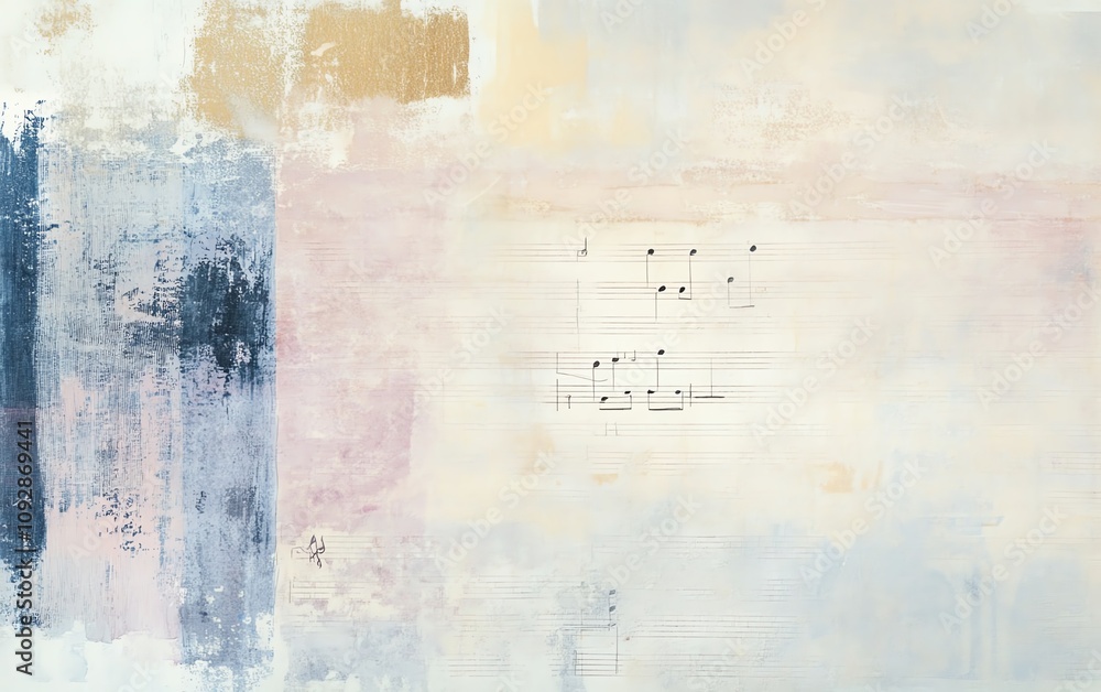 Close-up shot of a minimalist design blending musical notes and poetic verses, elegant color palette, captivating textures Close-up shot of a minimalist design blending musical notes and poetic verses, elegant color palette, captivating textures